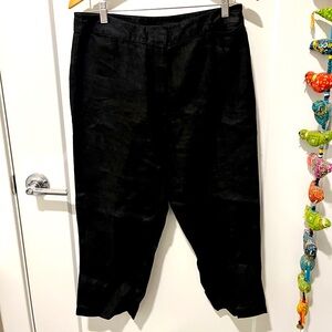 Eileen Fisher Women's Cropped Linen Pants, Size SMALL, Black